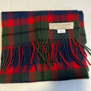 Lochcarron of Scotland Lambswool Plaid Red, Navy, Green Fringe Scarf